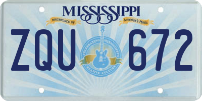 MS license plate ZQU672