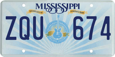 MS license plate ZQU674