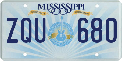 MS license plate ZQU680