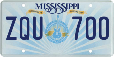 MS license plate ZQU700