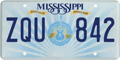 MS license plate ZQU842