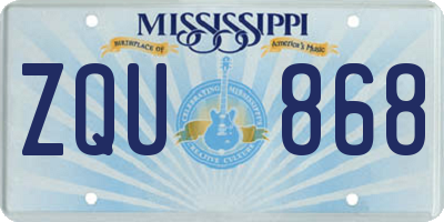 MS license plate ZQU868
