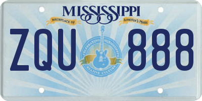MS license plate ZQU888