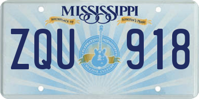 MS license plate ZQU918