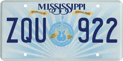 MS license plate ZQU922