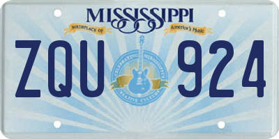 MS license plate ZQU924