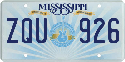 MS license plate ZQU926