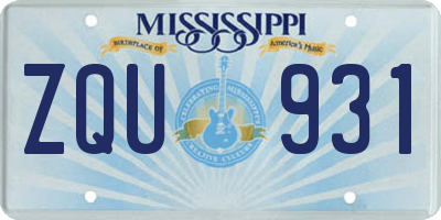 MS license plate ZQU931