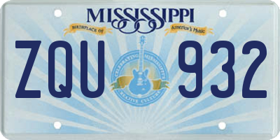 MS license plate ZQU932