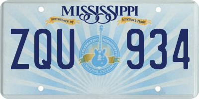 MS license plate ZQU934