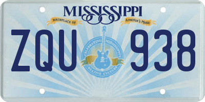 MS license plate ZQU938