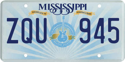 MS license plate ZQU945
