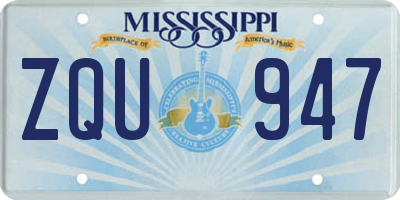 MS license plate ZQU947