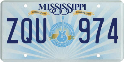 MS license plate ZQU974