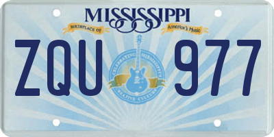 MS license plate ZQU977
