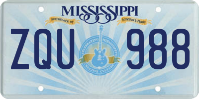 MS license plate ZQU988