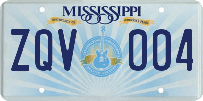 MS license plate ZQV004