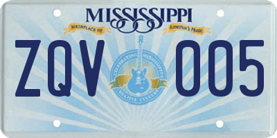 MS license plate ZQV005