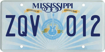 MS license plate ZQV012