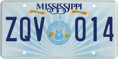 MS license plate ZQV014