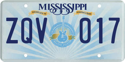 MS license plate ZQV017