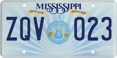 MS license plate ZQV023