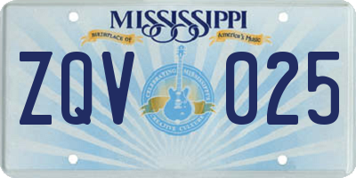 MS license plate ZQV025