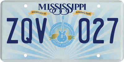 MS license plate ZQV027