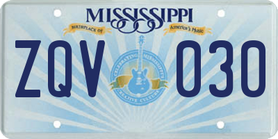 MS license plate ZQV030