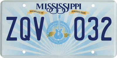 MS license plate ZQV032