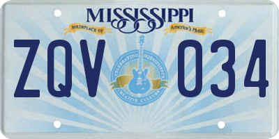 MS license plate ZQV034