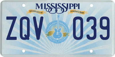 MS license plate ZQV039