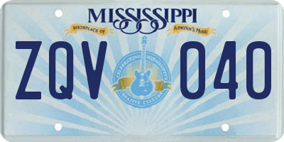 MS license plate ZQV040