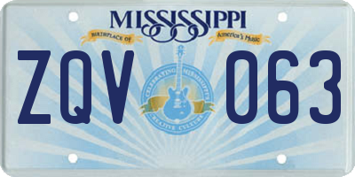 MS license plate ZQV063