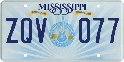 MS license plate ZQV077