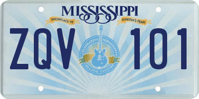 MS license plate ZQV101