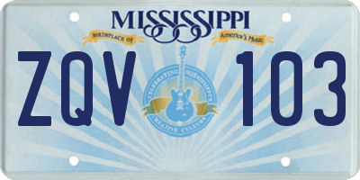 MS license plate ZQV103