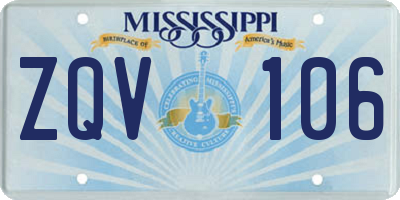 MS license plate ZQV106