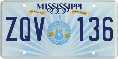 MS license plate ZQV136