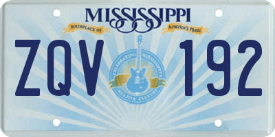 MS license plate ZQV192