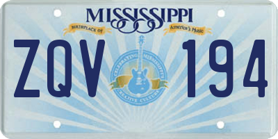 MS license plate ZQV194