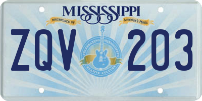 MS license plate ZQV203
