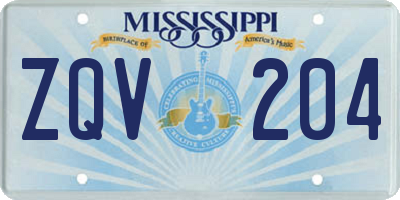 MS license plate ZQV204