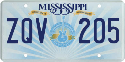 MS license plate ZQV205