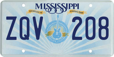 MS license plate ZQV208