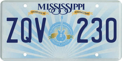 MS license plate ZQV230