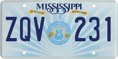 MS license plate ZQV231