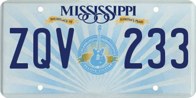 MS license plate ZQV233