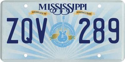 MS license plate ZQV289