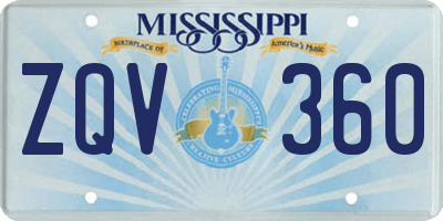 MS license plate ZQV360